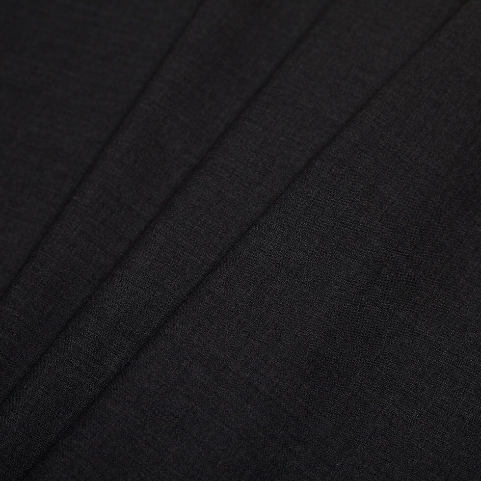 1 Yard Italian Dark Gray Wool-Spandex Suiting Fabric, Lightweight Worsted Wool Blend, 59 inch Width, Stretch Suiting Material