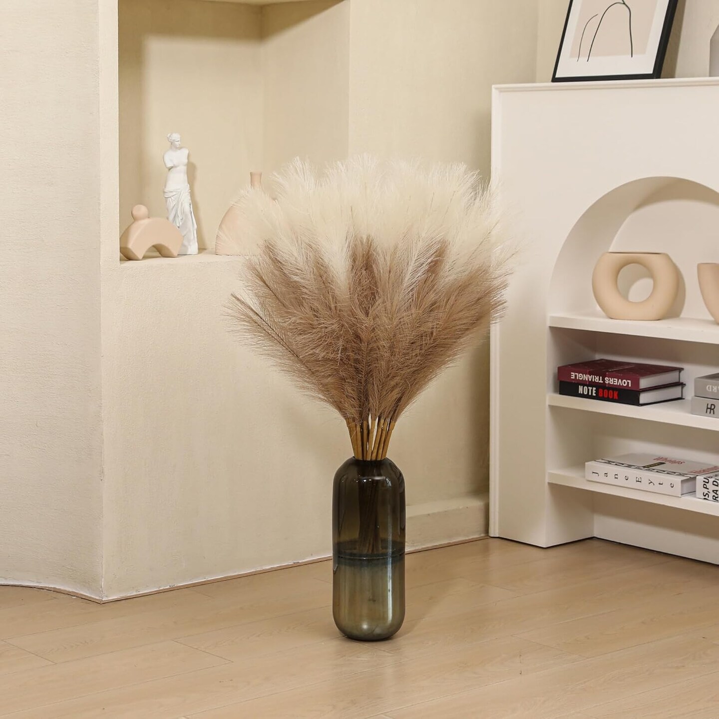 9 Stems Faux Pampas Grass (Beige &#x26; Taupe)