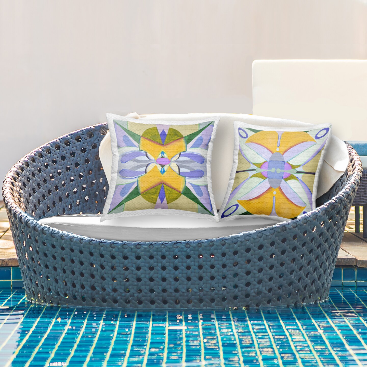 Stupell Industries Kaleidoscopic Revival Hues 2 Piece Outdoor Printed Pillow Set, design by Melissa Wang, 18 x 7 x 18