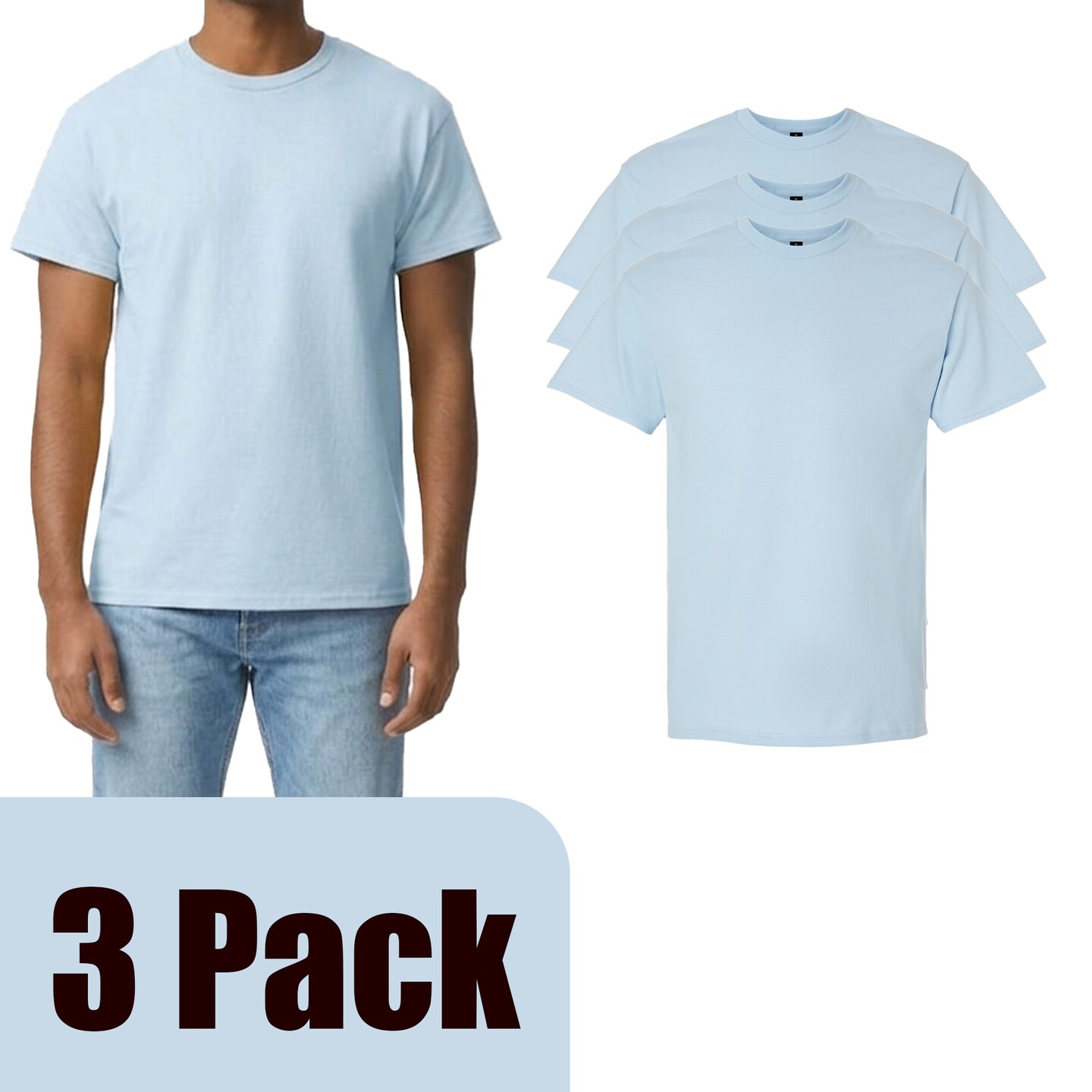 Gildan Unisex Light Blue Crewneck T-Shirt Blanks for Crafting, Ultra Cotton Short Sleeve