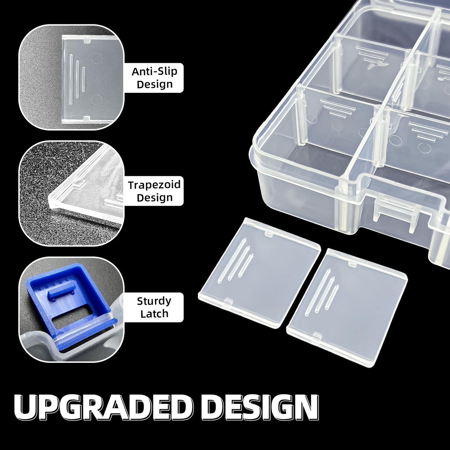 Plastic Organizer Container Storage Box Adjustable Divider Removable Grid Compartment for Jewelry Beads Earring Tool Fishing Hook Small Accessories(18 grids, Pink X 2)