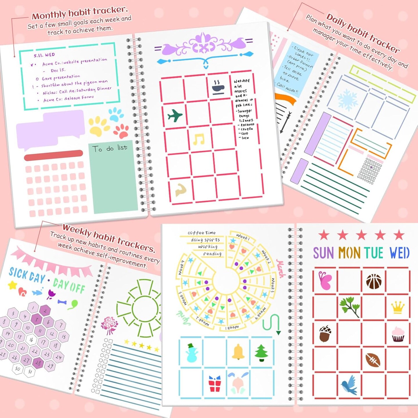36 PCS Journal Stencils, Planner Template 7.5x5 Inches DIY Notebook Scrapbooking Accessories DIY Drawing Calendar Stencils for Journaling, Scrapbook, Notebook Supplies