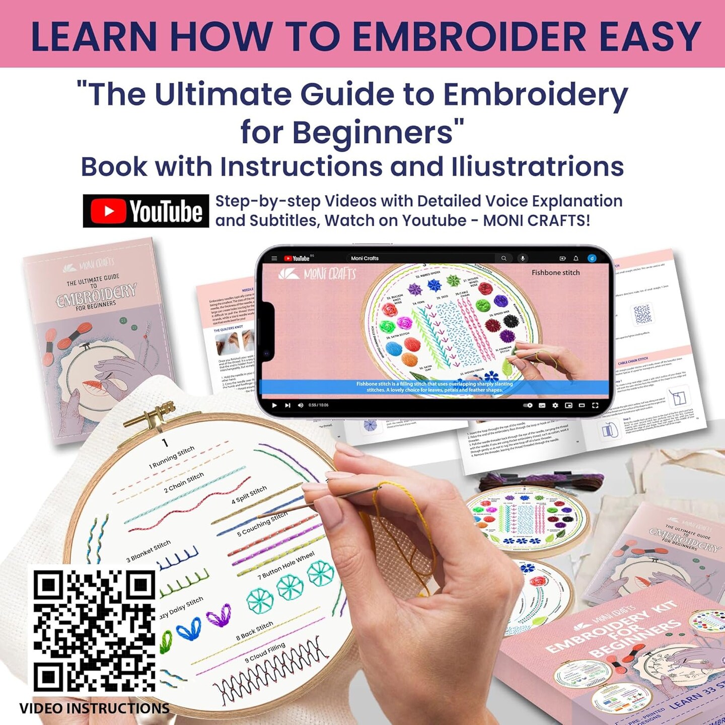 Embroidery Kit for Beginners(White)