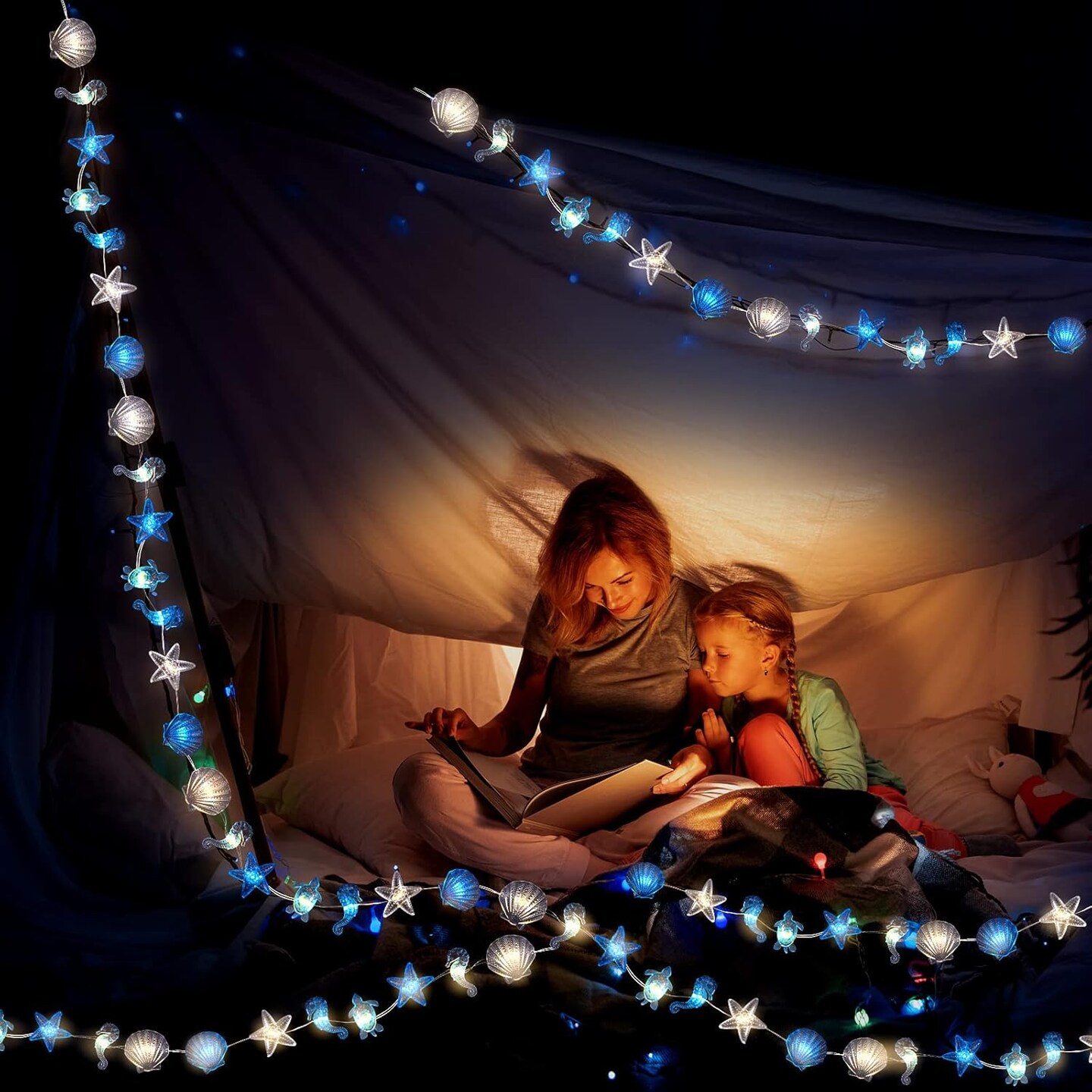 2 Pcs Ocean Decor String Lights for Bedroom Nautical Theme