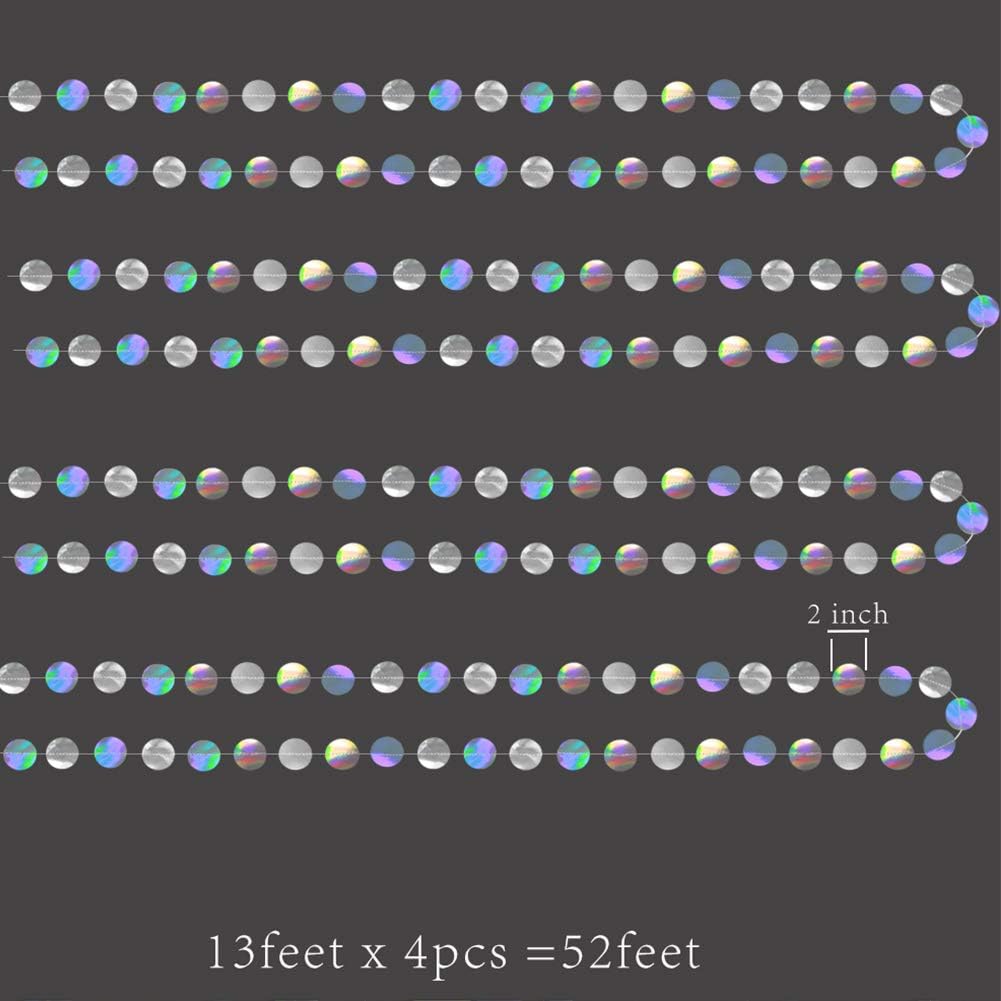 Iridescent Party Decorations Holographic Circle Garlands