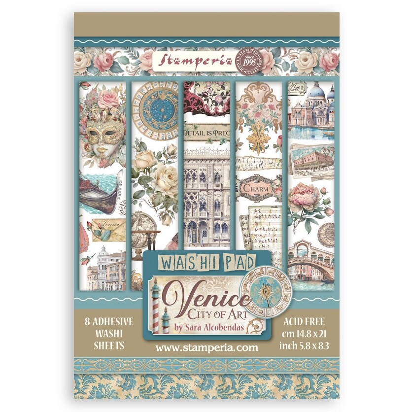 Stamperia A5 Washi Pad 8/Pkg-Venice City of Art