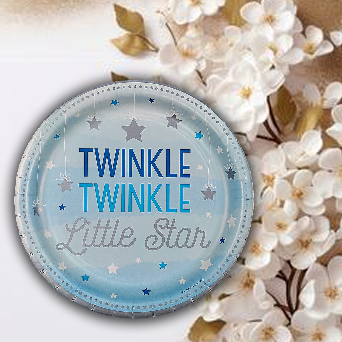 8 Ct. Blue One Little Star Baby Shower Dinner Plates 9" Paper Party Plates