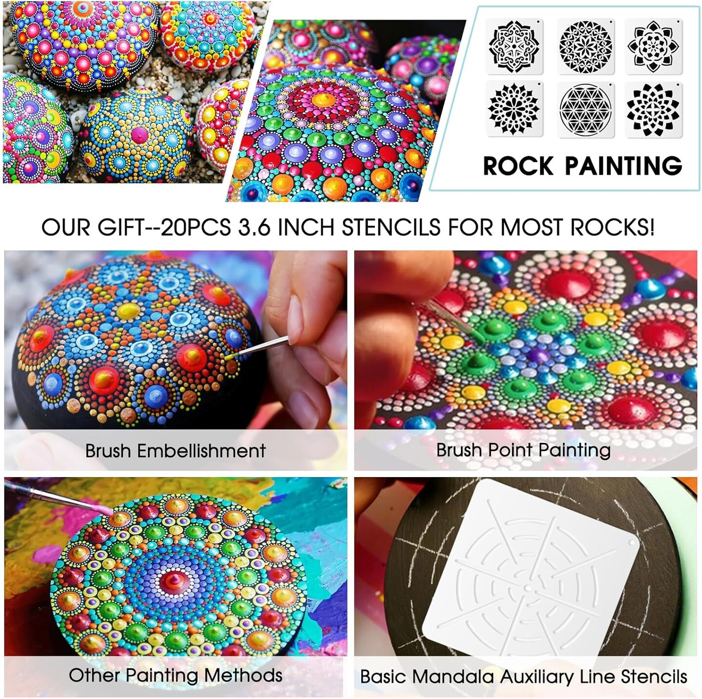 58 Pcs Mandala Dotting Tools Painting Kit Stencils (Style B)