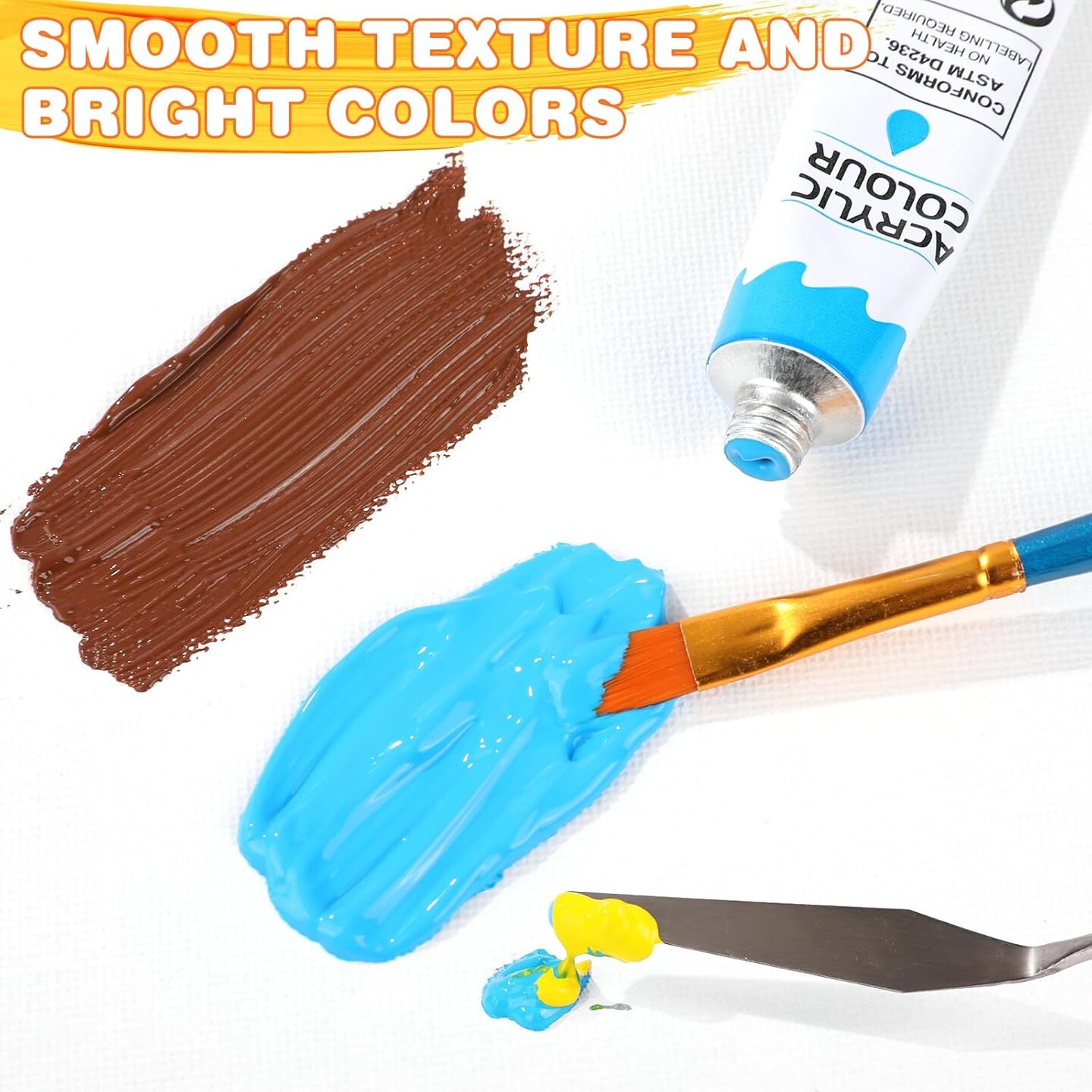 Acrylic Paint Set 12 Colors(2 Pack)with 20 Paint Brushes,24 Acrylic Paints