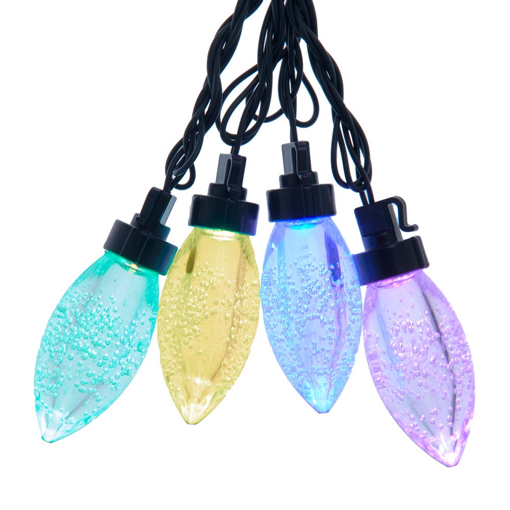 Kurt Adler UL 20-Light Warm Dual Color LED Jumbo C9 Bulb Yard Stakes, 10-Piece Set