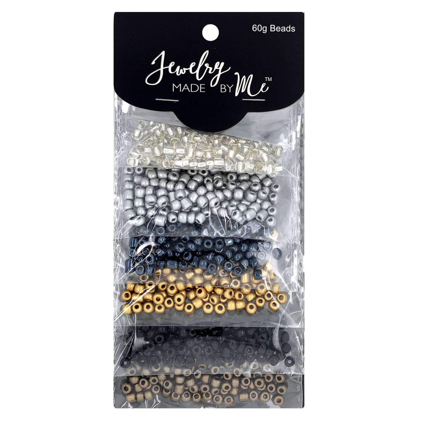 Mixed Bead Assortment in Shades of Silver and Gold 60gm