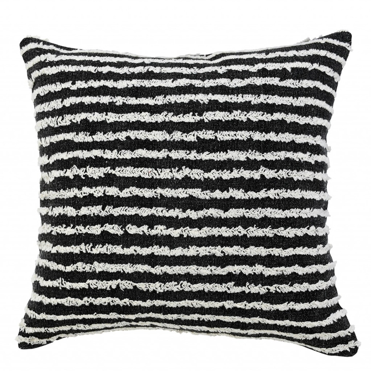 Edge Collections - 20&#x22; x 20&#x22; - Black - Soft Striped Decorative Pillow - 1 Piece