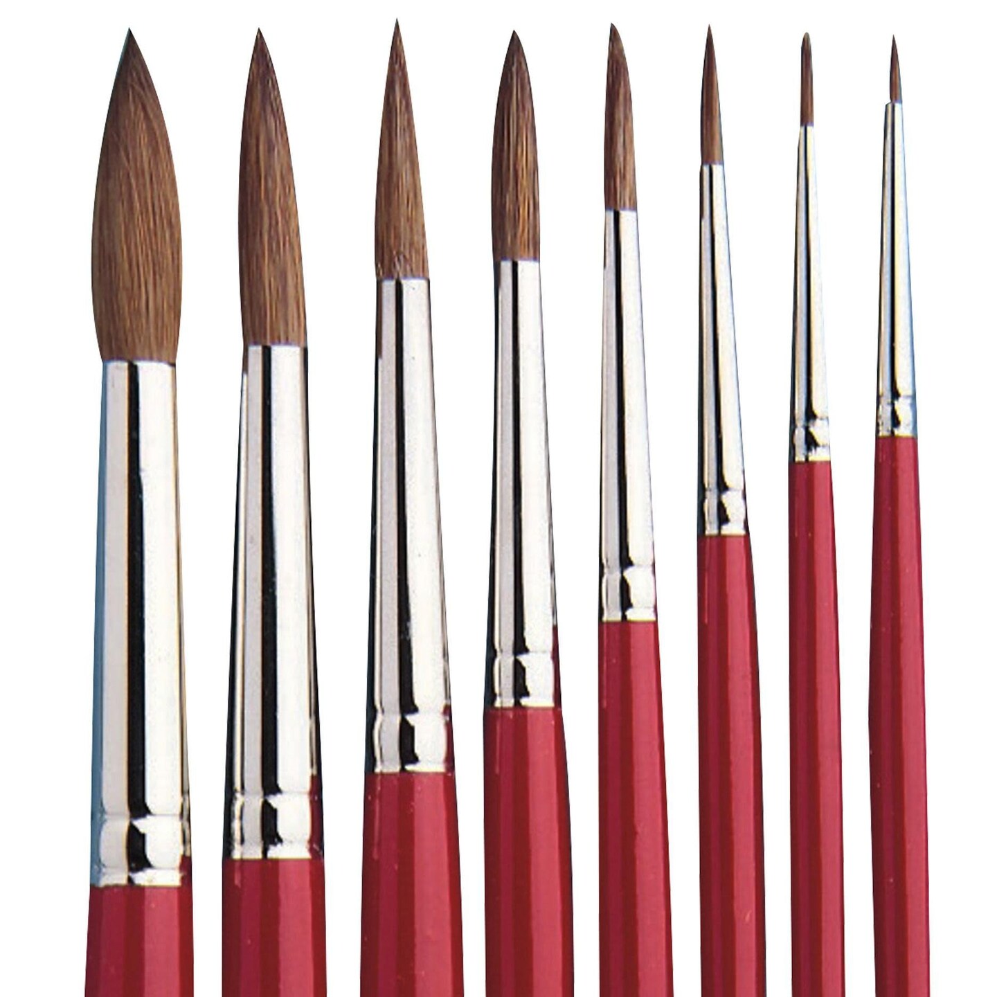 Red Sable Watercolor Round Brushes (Set of 8)