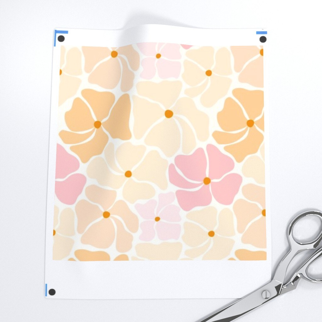 Retro Floral Pink Yellow Orange Pastel Flowers Custom Printed Fabric by Spoonflower Various Fabrics by the Yard or Fat Quarter