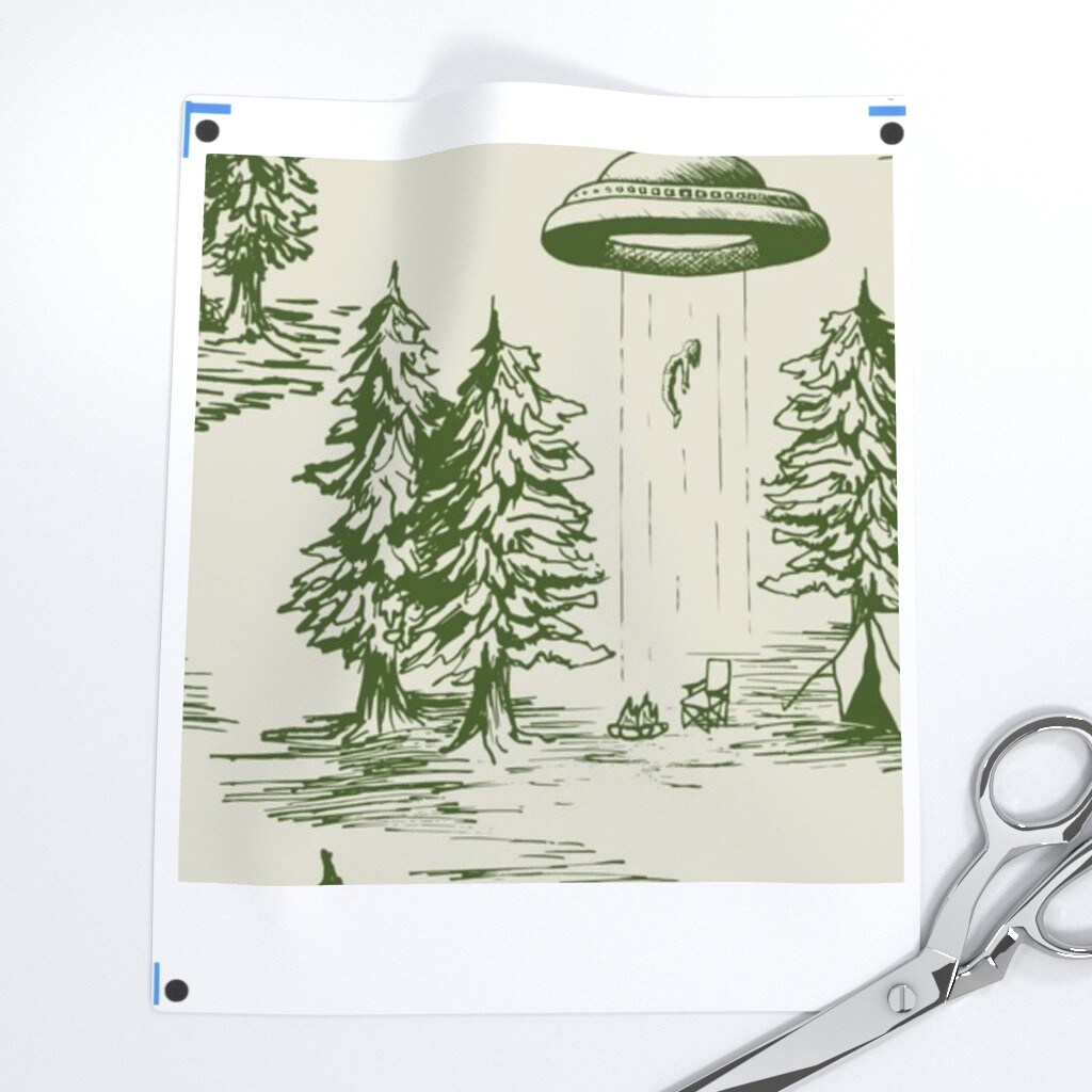 Alien Abduction Toile De Jouy Ufo Outer Space Whimsical Custom Removable Wallpaper by Spoonflower Peel & Stick Wallpaper 2FT Wide