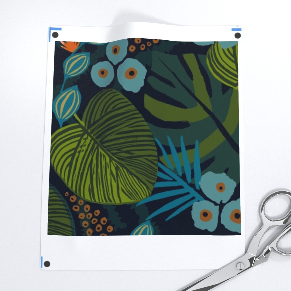 Tropical Fun Blue Green Teal Flora Custom Removable Wallpaper by Spoonflower Peel & Stick Wallpaper 2FT Wide