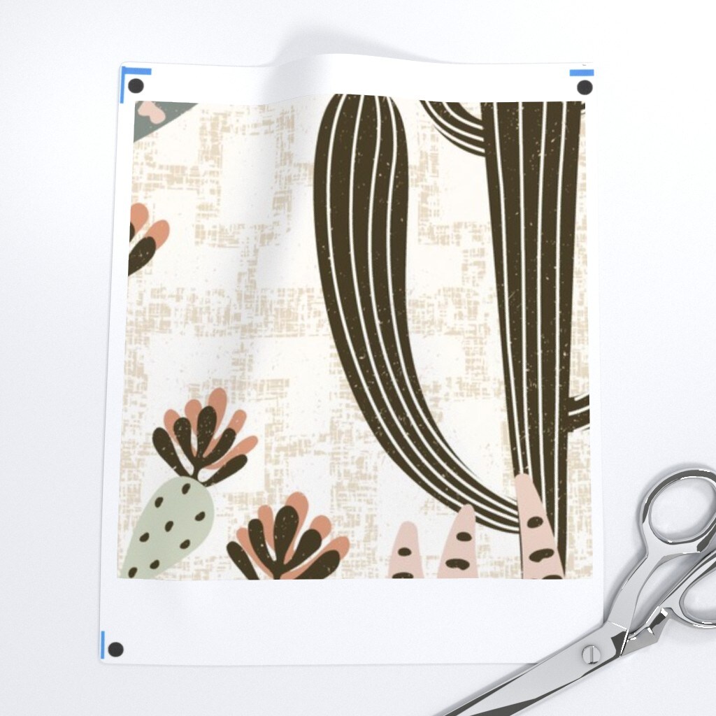 Cactus Neutral Large Scale Western Desert Succulent Plant Botanical Floral Custom Pre-pasted Wallpaper by Spoonflower Pre-Pasted Wallpaper 2FT Wide
