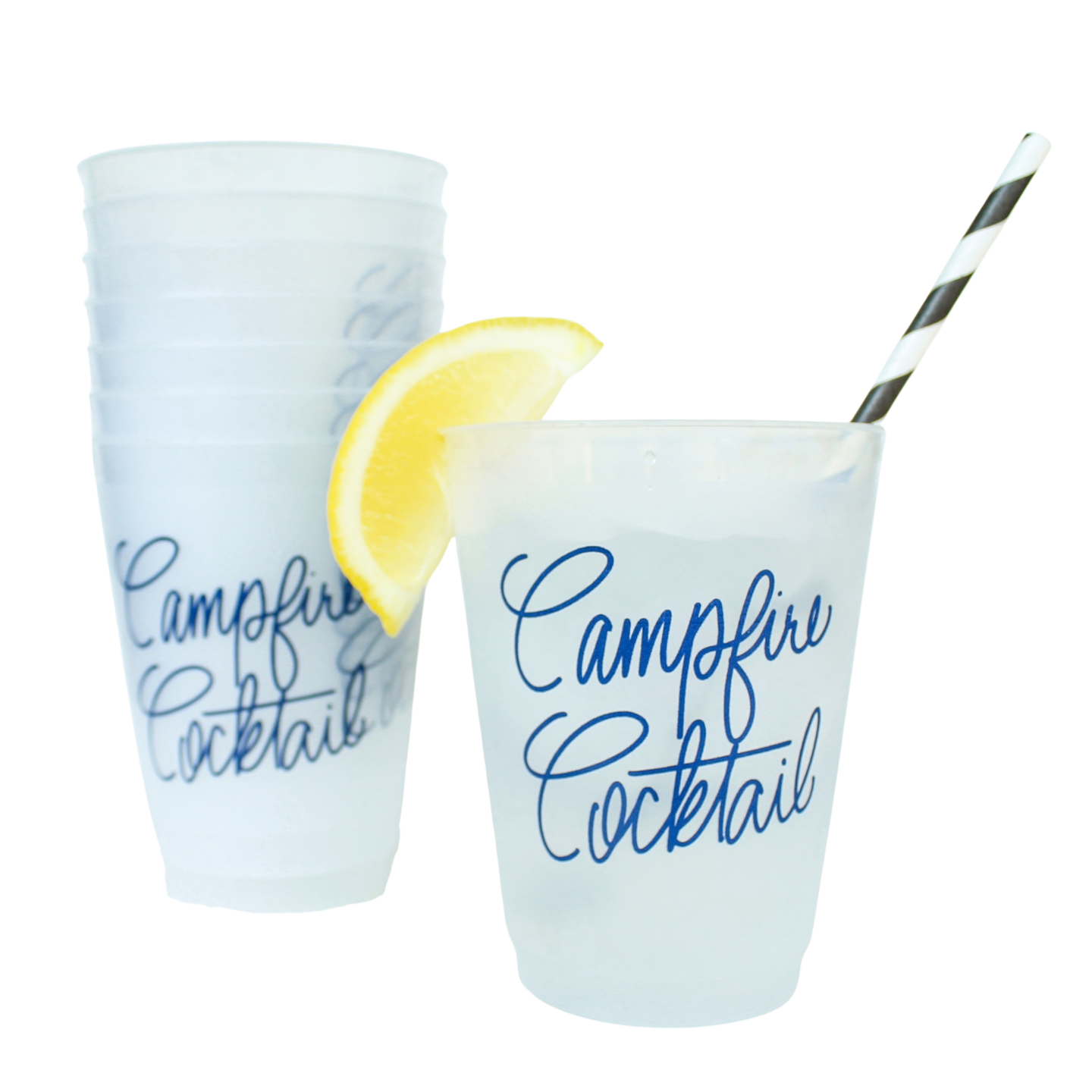 Campfire Cocktail Party Cups, Set of Eight 16 Ounce Plastic Cups
