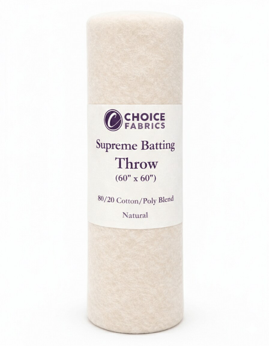 Choice Supreme Batting - 80/20 Cotton/Poly Blend - Throw (60" x 60")