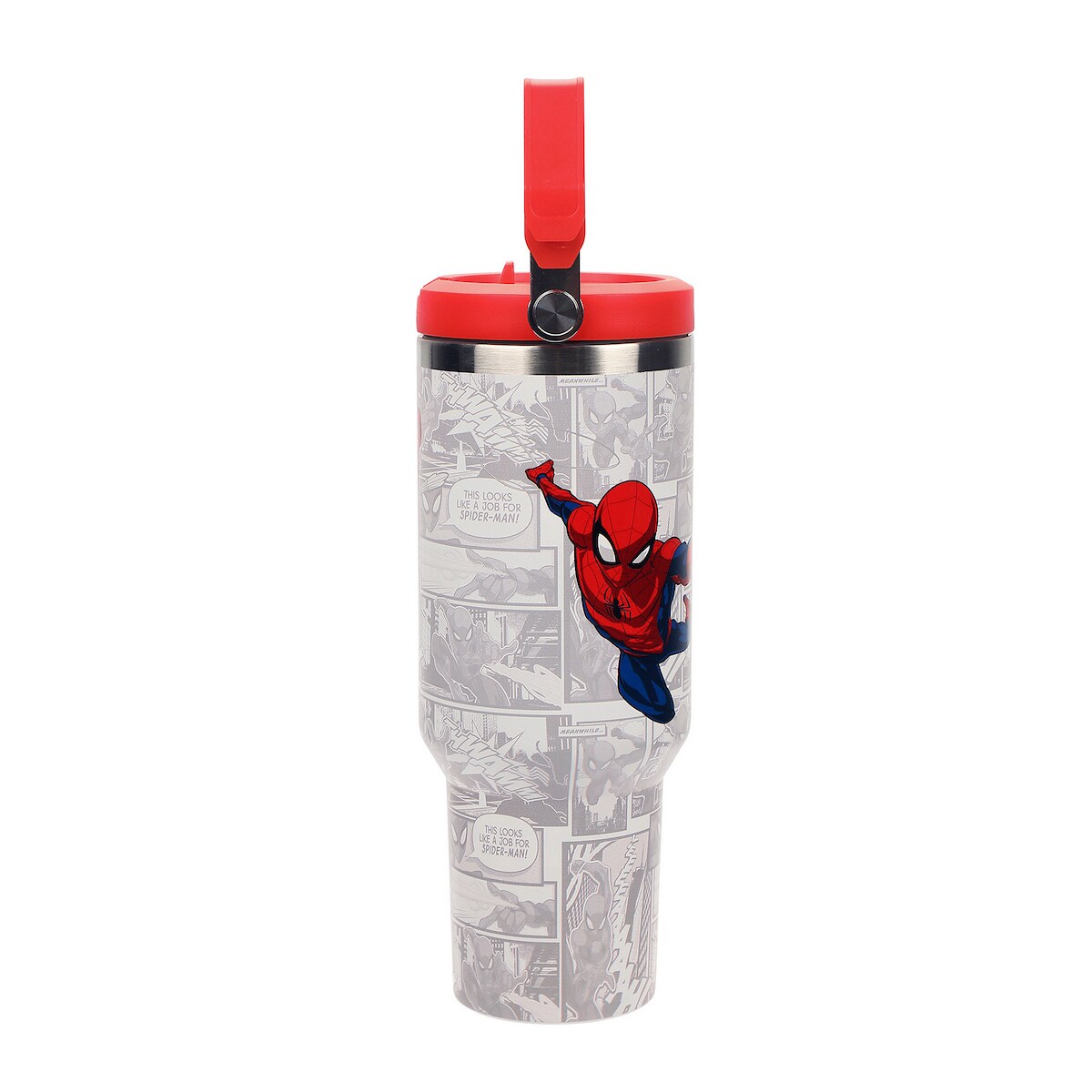 Spider-Man Web Swinging Poses White 40 Oz Stainless Steel Water Bottle