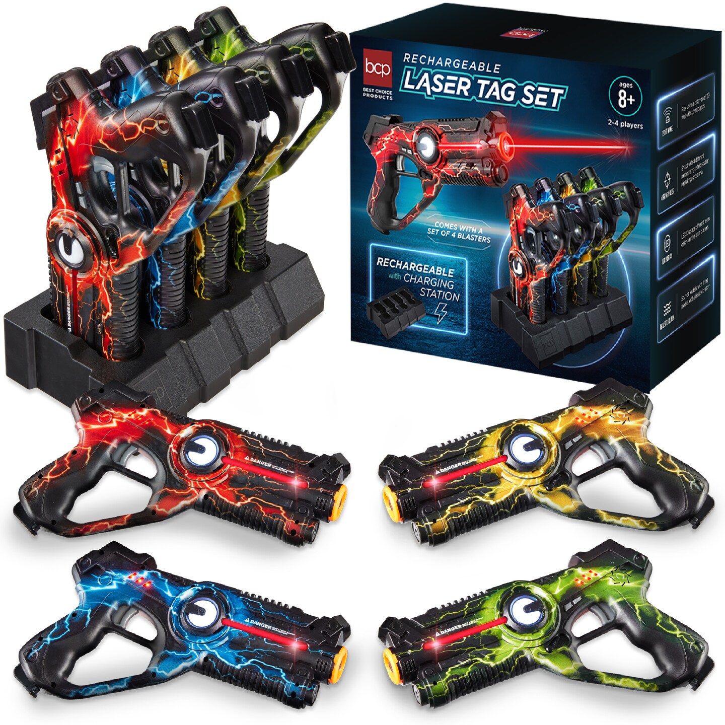 Best Choice Products Set of 4 Rechargeable Laser Tag Blasters, No