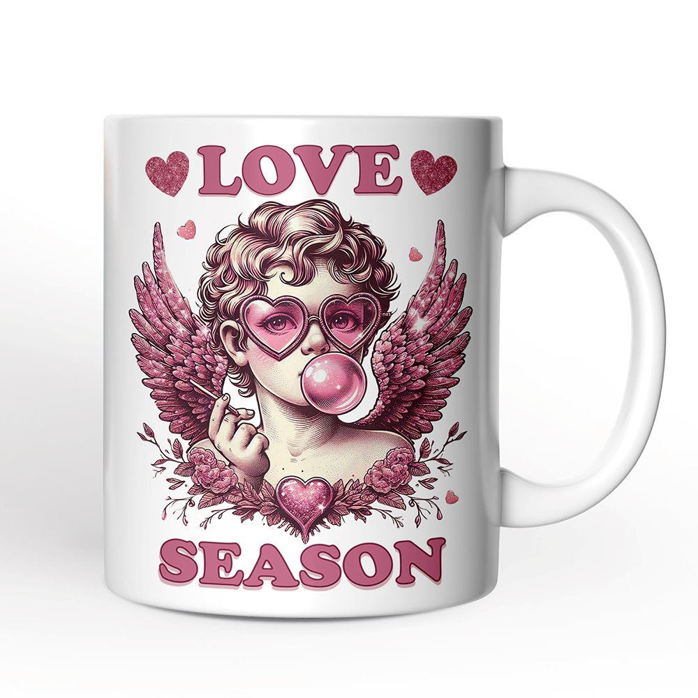 Retro Cupid Valentine Blowing Bubble Mug, Love Season Vintage Valentine's Day Gift