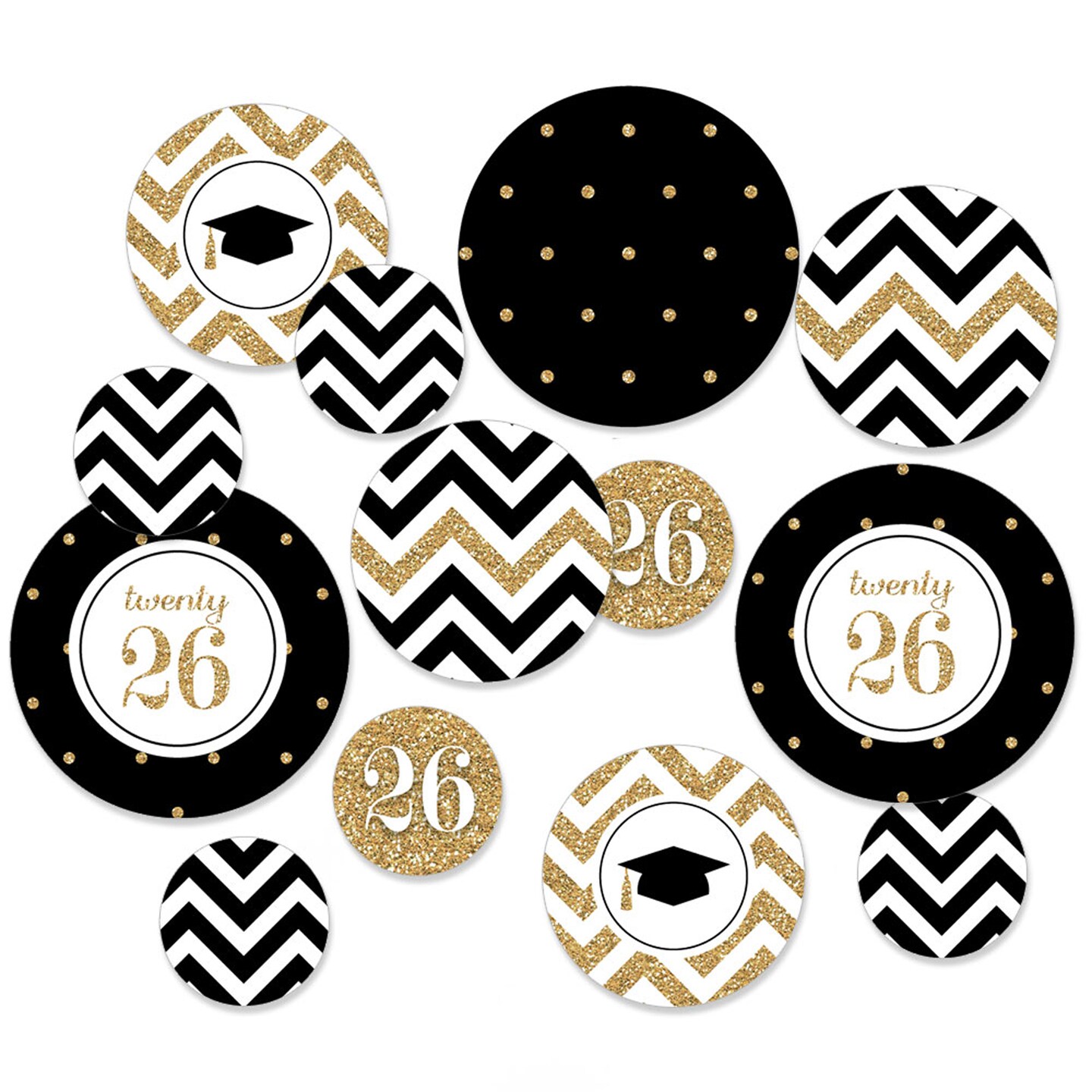 Big Dot of Happiness 2026 Gold Graduation Party Giant Circle Confetti - Party Decorations - Large Confetti 27 Count