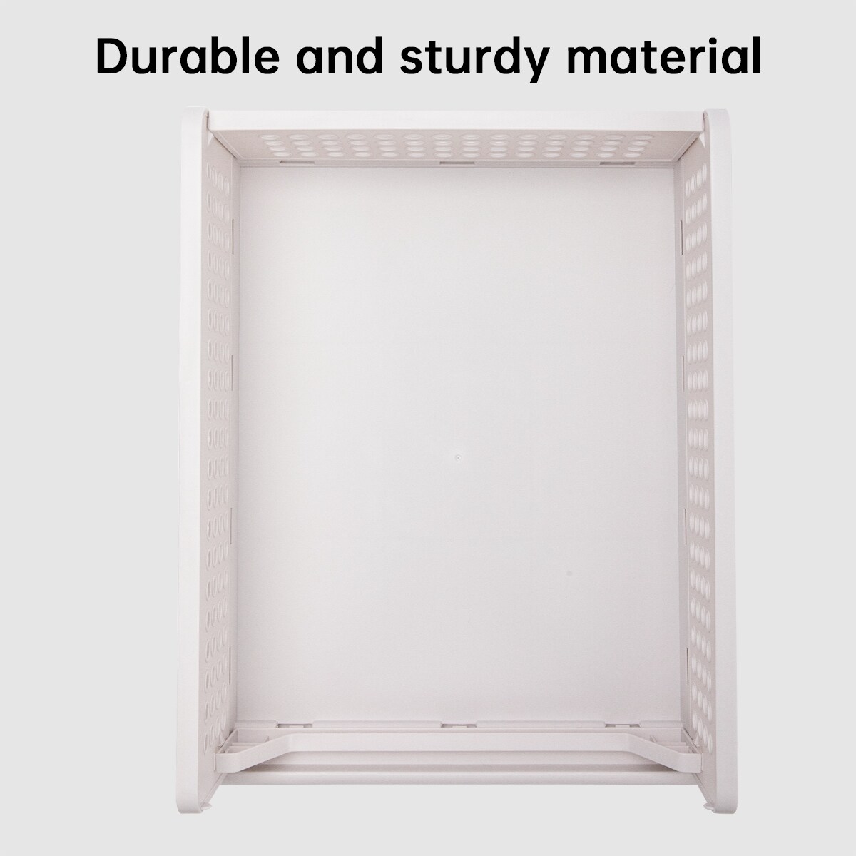 VUSIGN Large Mix-Light-Beige Collapsible Storage Crates – Fold-Flat Plastic Bins for Home & Office Organization, 3-Pack