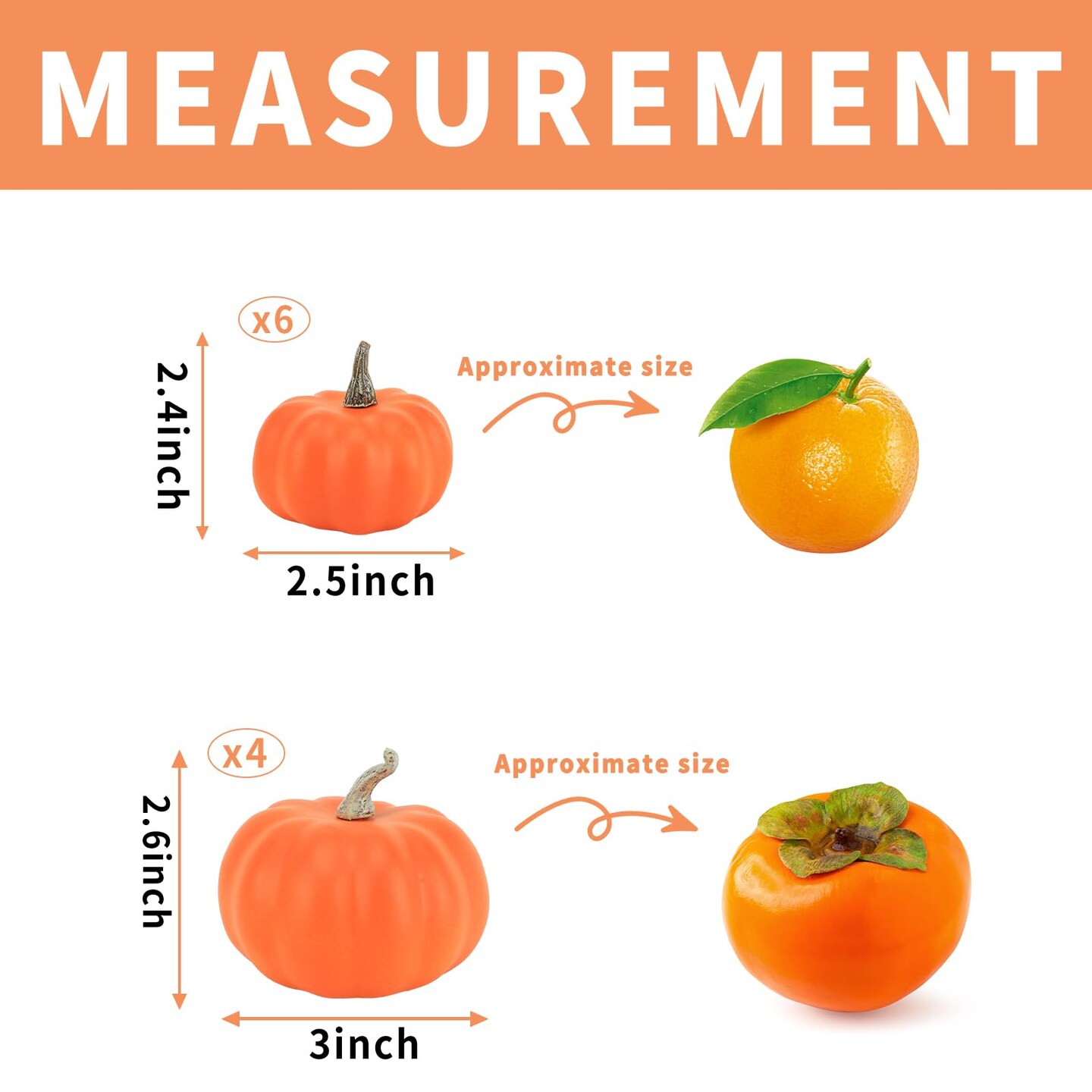 10Pcs Fake Pumpkins Fall Thanksgiving Decorations,Orange Plastic Pumpkins Home Decor, Artificial Mini Pumpkin for Decorating Autumn Harvest Outdoor Indoor Fall Decor Centerpiece Table Decorations