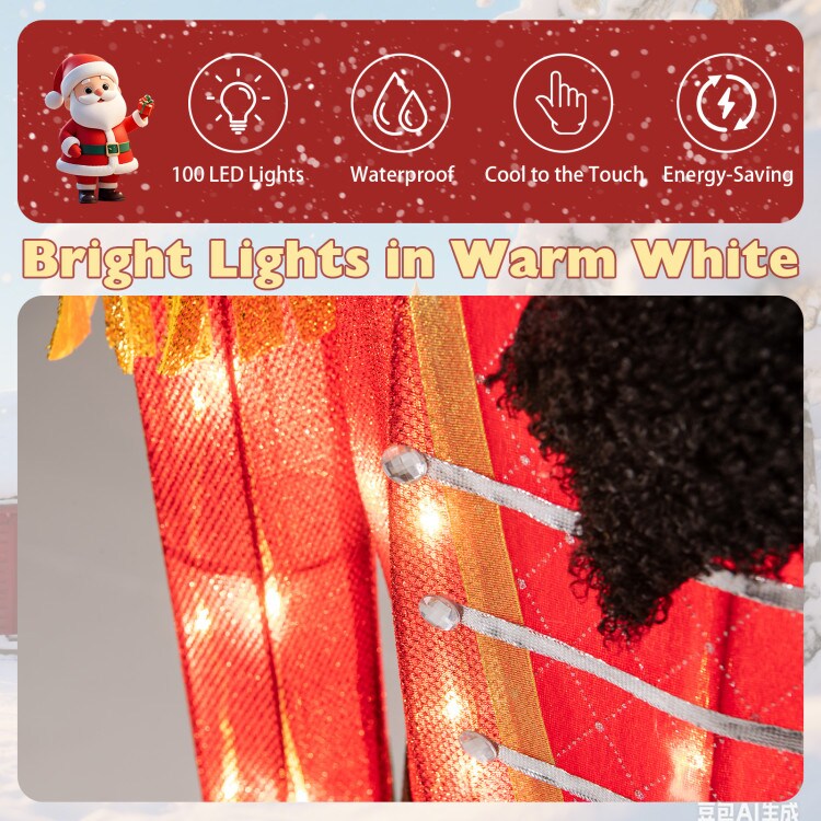 Set of 2 5FT LED Nutcracker Soldiers with Glitter Swords Outdoor Decor