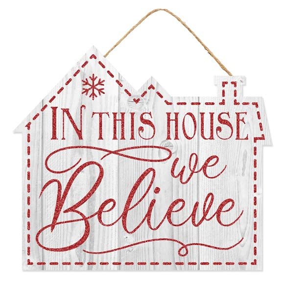 11.25" In This House We Believe Christmas Sign For Wreath Accents, Crafts, Wall / Door Hanger Decorations