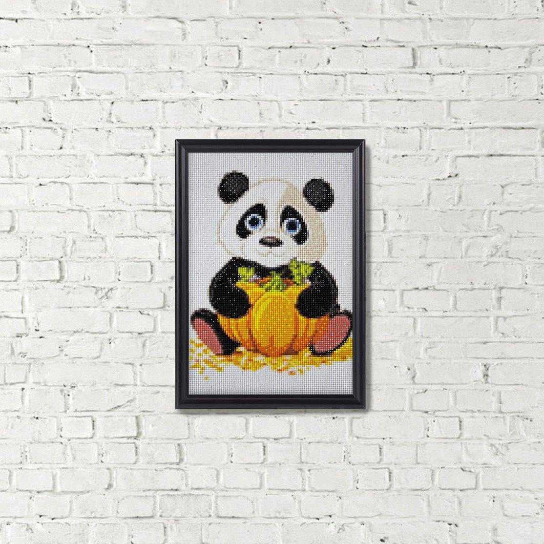 Panda with Pumpkin WD318 7.9 x 11.8 inches Wizardi Diamond Painting Kit
