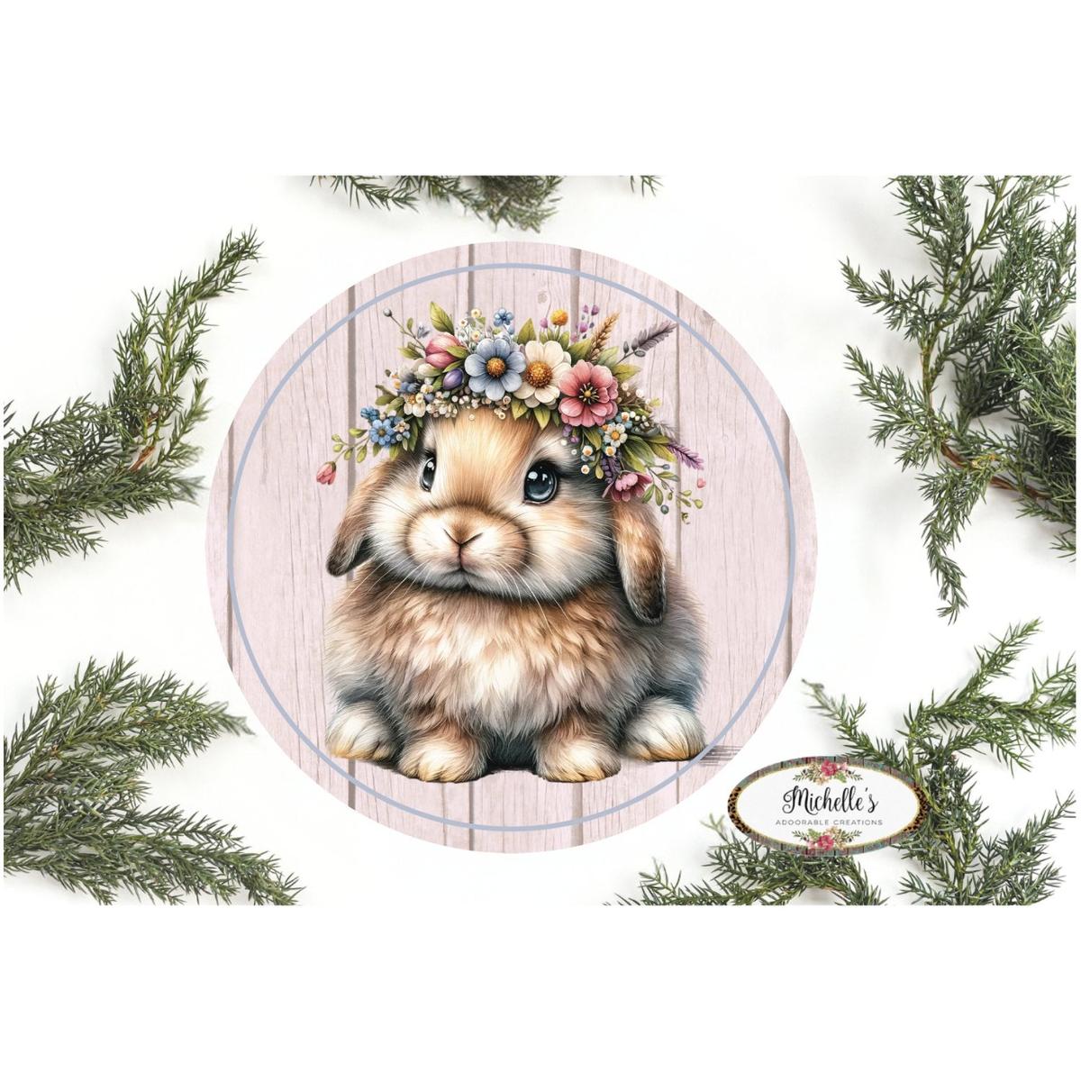 Floppy Lop Ear Floral Spring Easter Bunny Sign