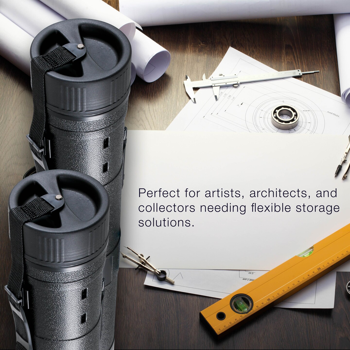 Large Telescoping Drafting Tube (Pack of 2) - 5-1/2&#x22; Outside/5&#x22; Inside Diameter, Expands 31-5/8&#x22; to 53-3/4&#x22;, Durable Protection with Shoulder Strap - Ideal for Posters, Blueprints, Art