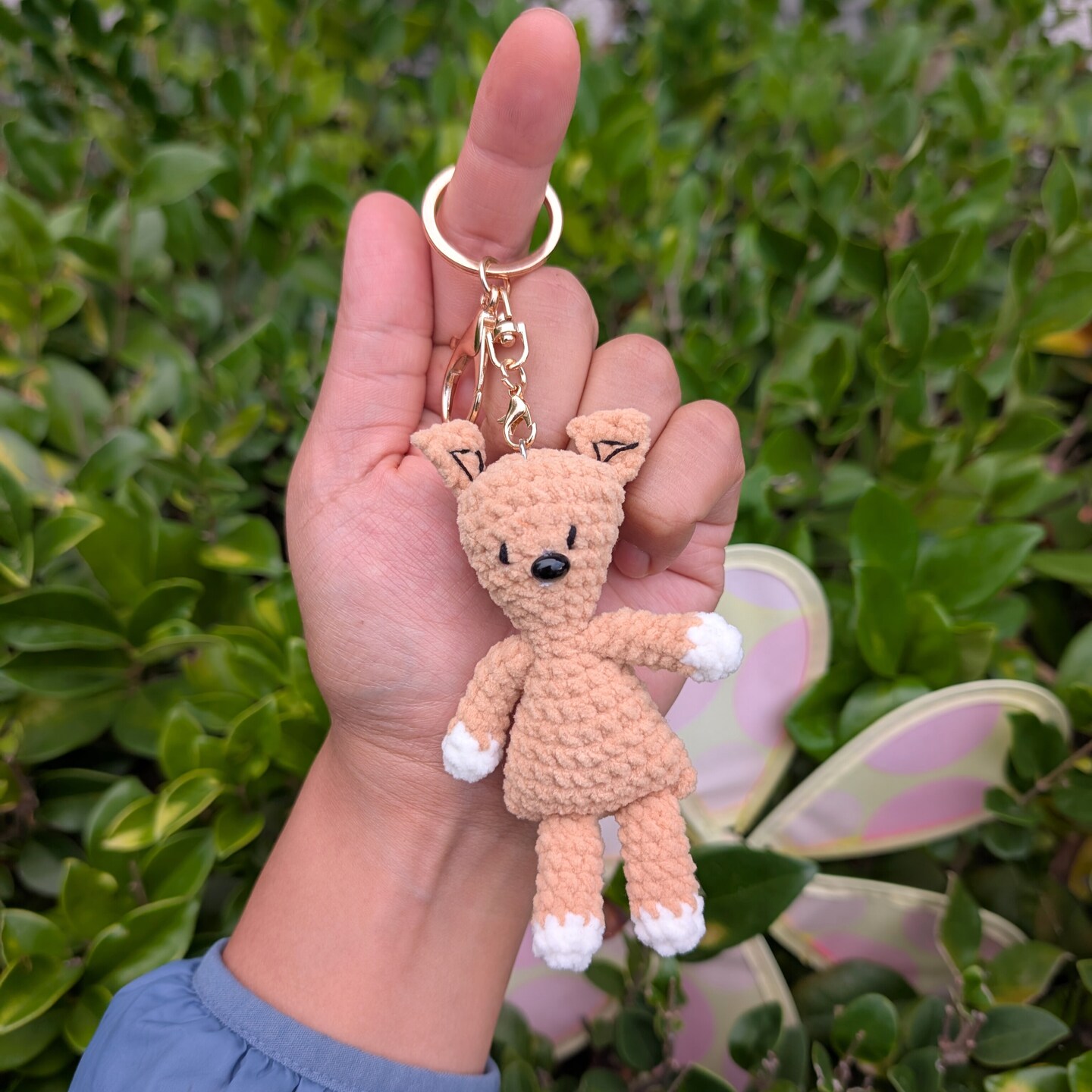 Brown Teddy Bear Crochet Couple Plush Keychains – Handmade