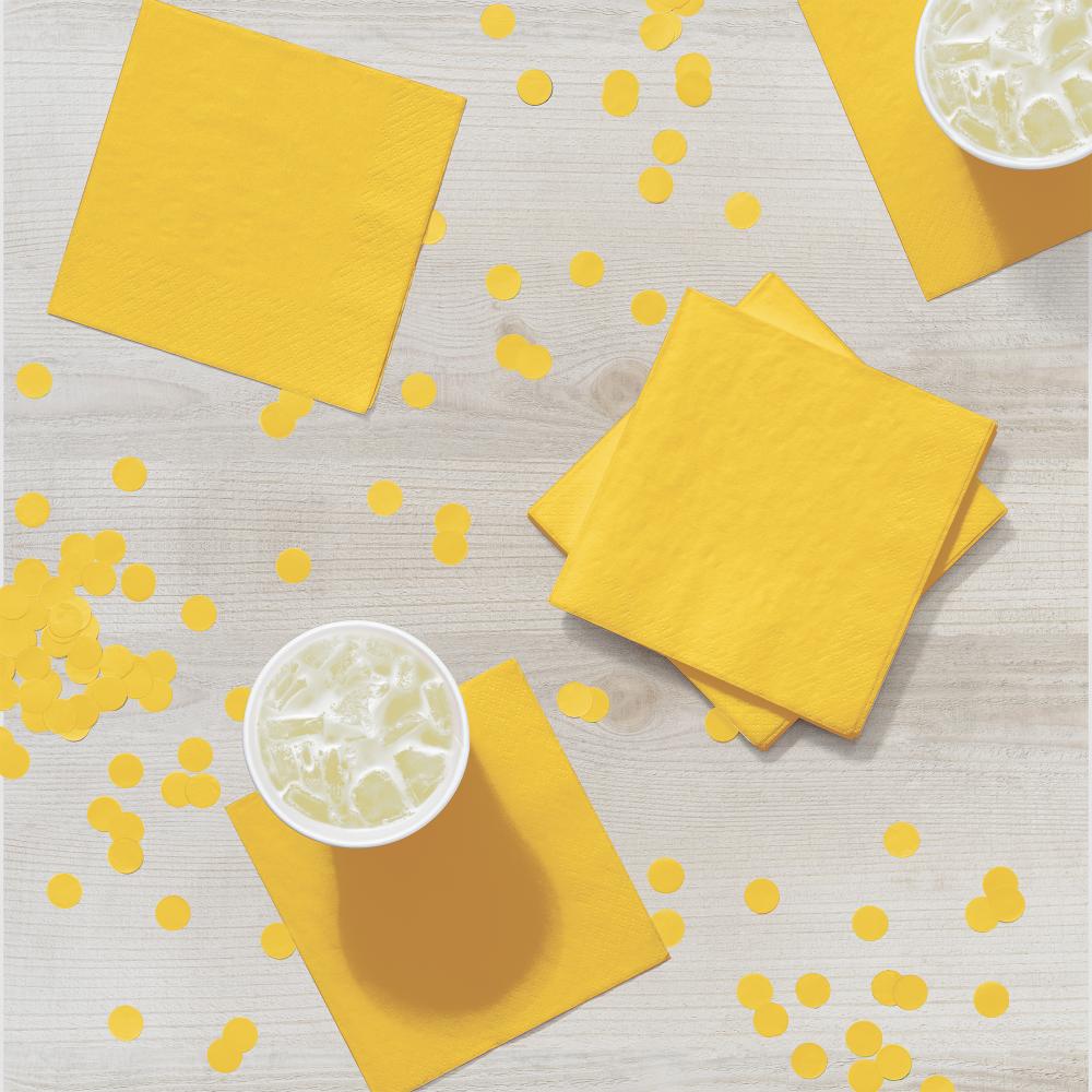 240/Case Bulk School Bus Yellow Value Friendly Beverage Napkins
