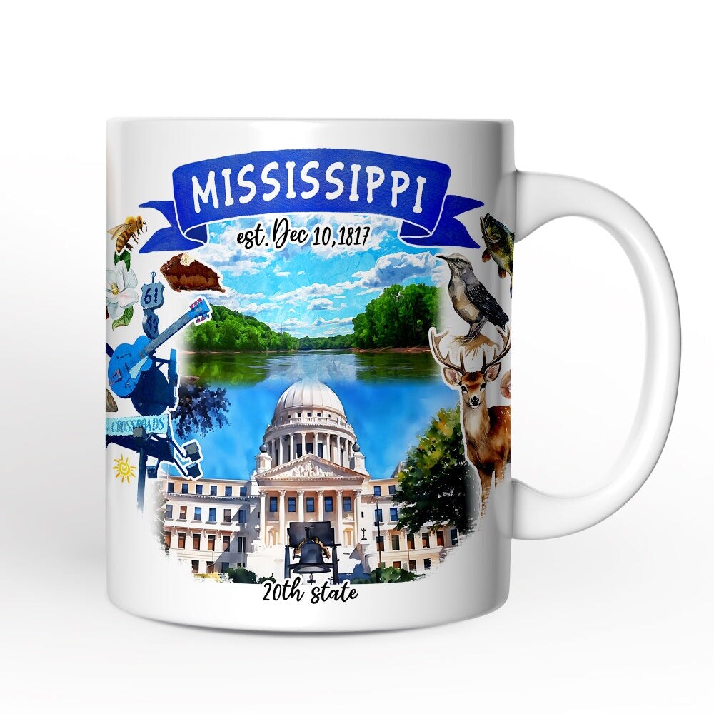 Artistic Mississippi State Themes and Landmarks Mug