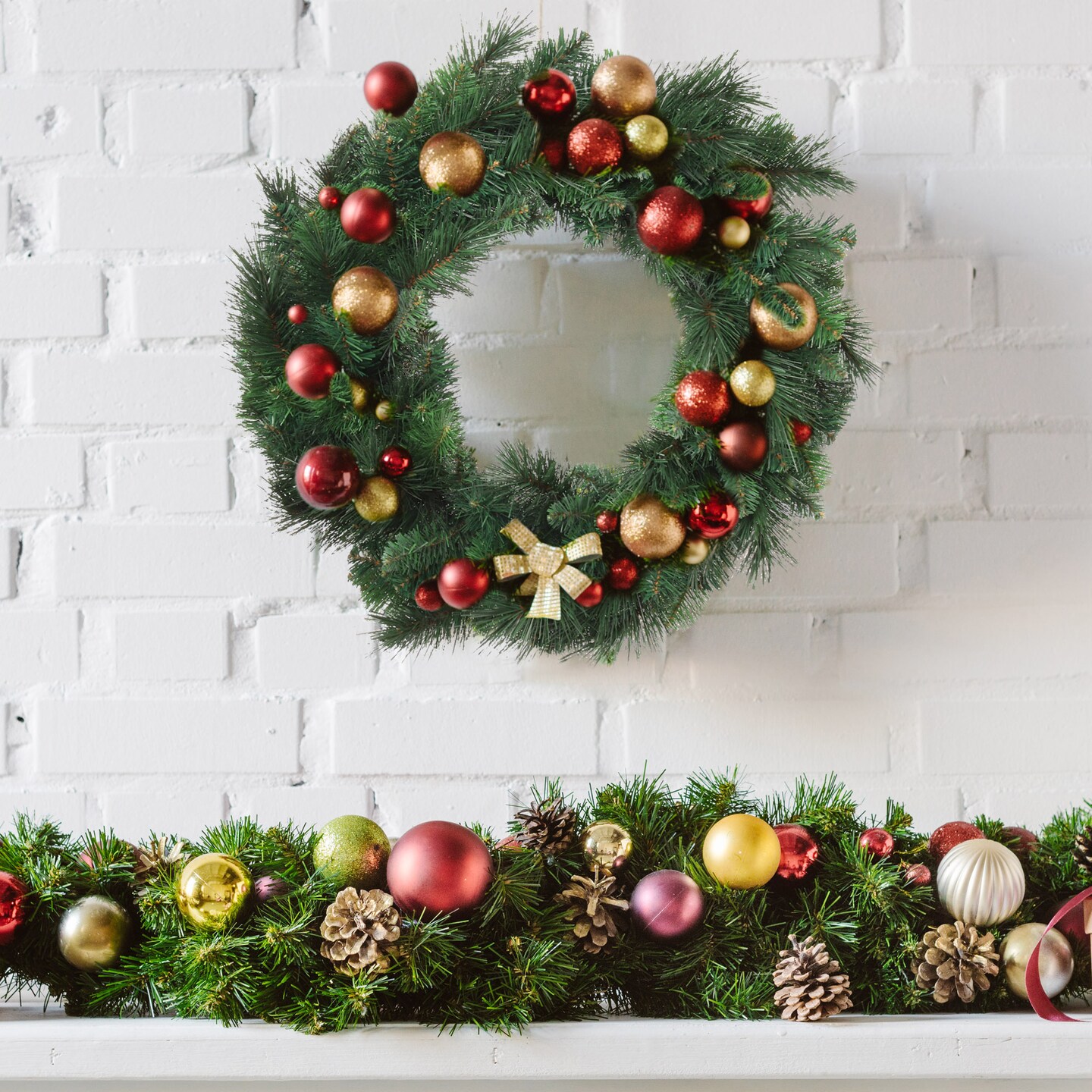 Deluxe Evergreen Wreath with 150 Lifelike Tips | 24" Wide | Indoor/Outdoor Use | Front Door Accents | Winter Wreath | Home & Office Decor - 2024 Christmas Collection, Floral Home by Artificial Flowers