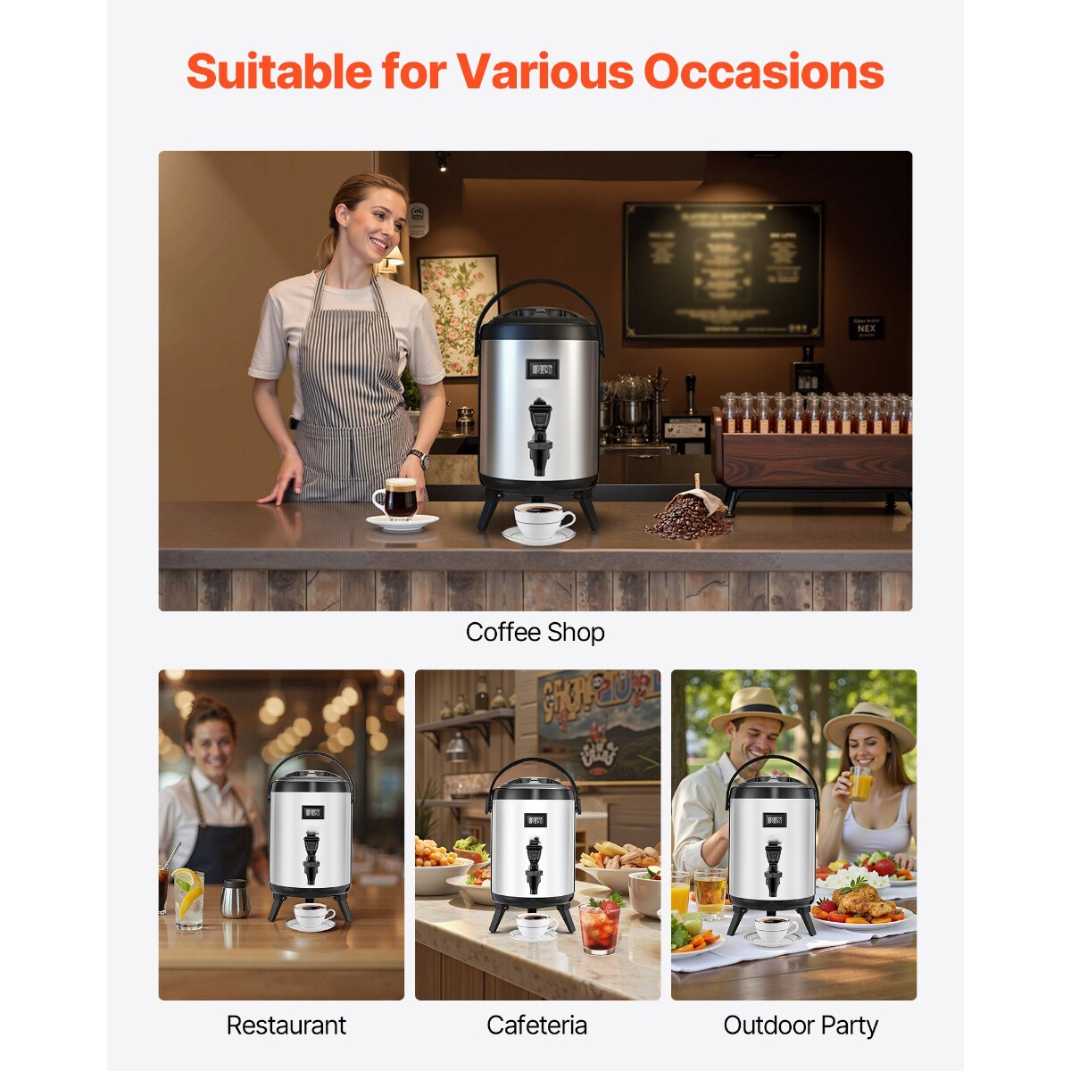 1.5 Gal Stainless Steel Insulated Beverage Dispenser with Spigot