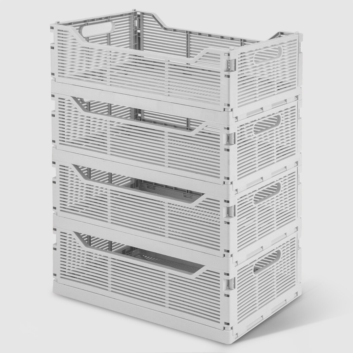 VUSIGN Collapsible Storage Crates Medium Gray – Medium Gray Fold-Flat Plastic Storage Crates, 12.2″ × 8.2″ × 5″, Durable & Stackable Organising Bins, 4-Pack