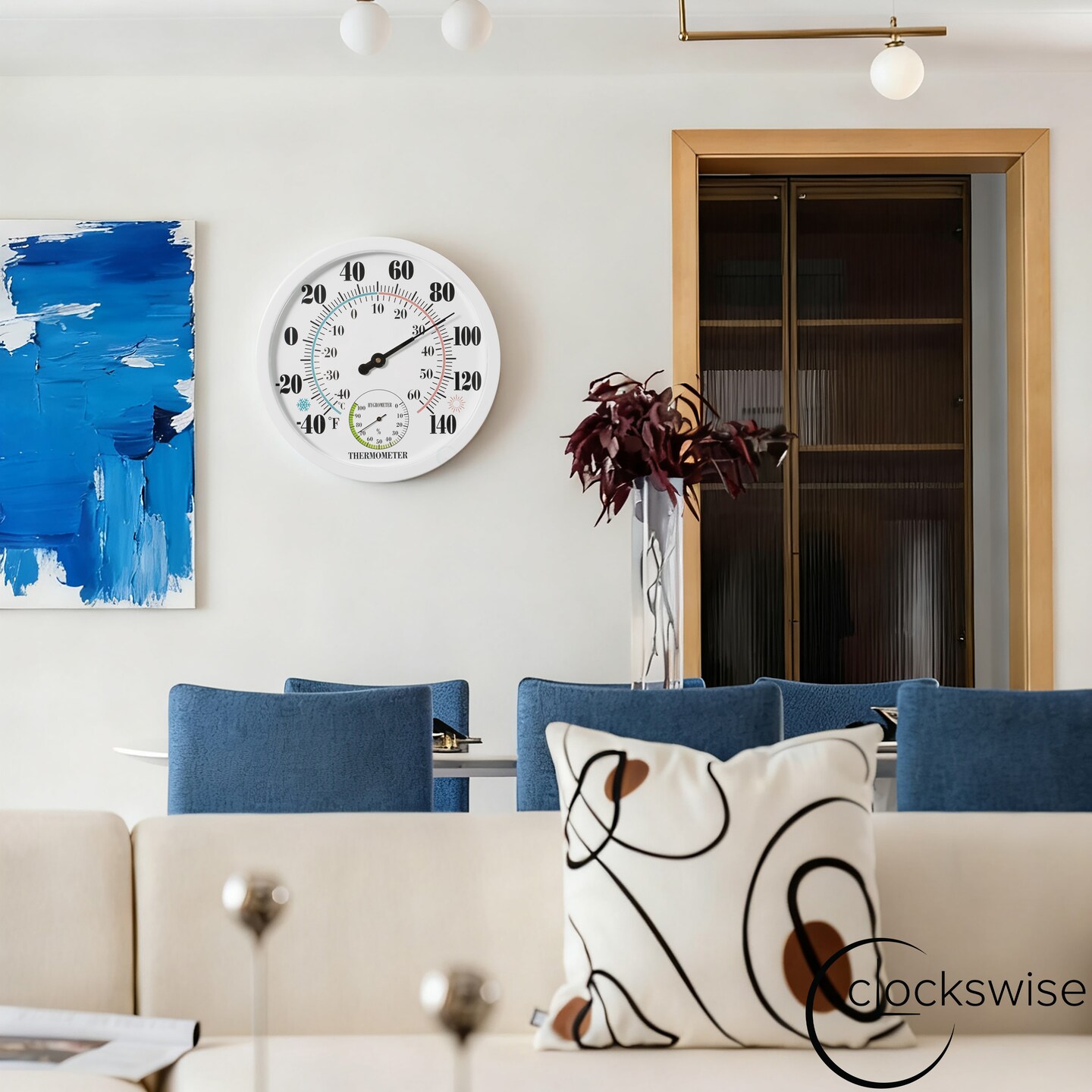 Clockswise 10" Outdoor Indoor Wall Thermometer and Hygrometer Combo Temperature & Humidity Gauge with Fahrenheit & Celsius Scale Decorative Weather Monitor for Home Garden Greenhouse or Office, White