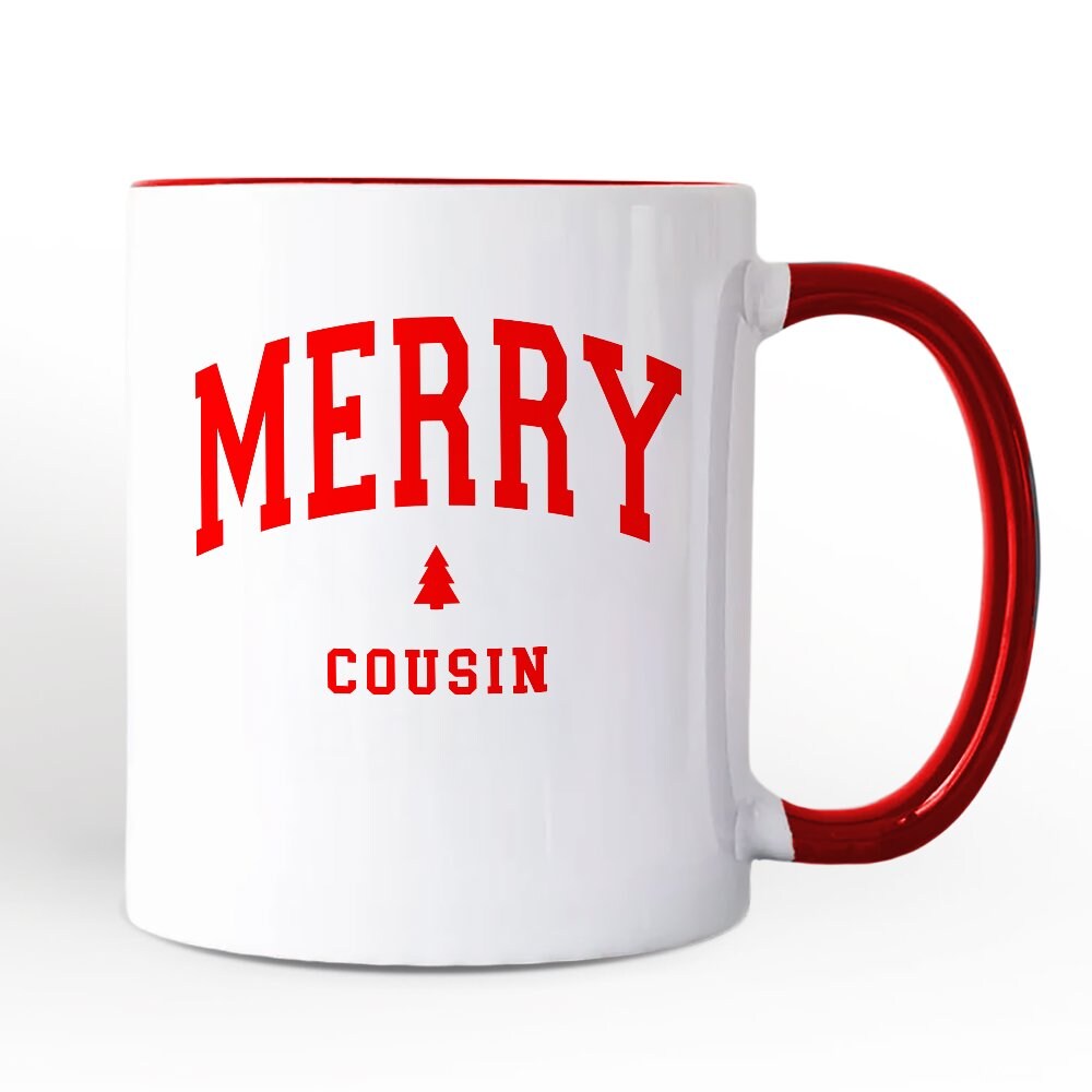 Merry Cousin Retro Christmas Mug, Matching Family Holiday Gift