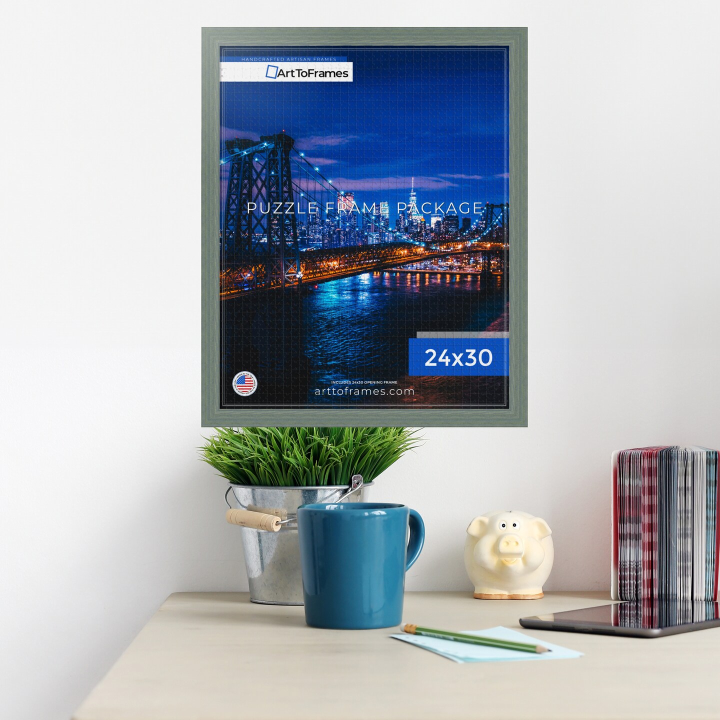 ArtToFrames 24x30 INCH / 61x76.2 CM Puzzle Frame for 1000 piece Puzzles.This 1.50 Inch Custom MDF Frame for Puzzles Comes with Economy Acrylic, Available in Multiple Colors