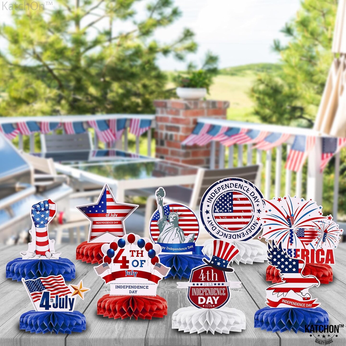 4th of July Centerpieces for Tables - Pack of 9 | 4th of July Table Decorations | Patriotic Centerpieces for 4th of July Decorations | Independence Day Decorations, Fourth of July Decorations