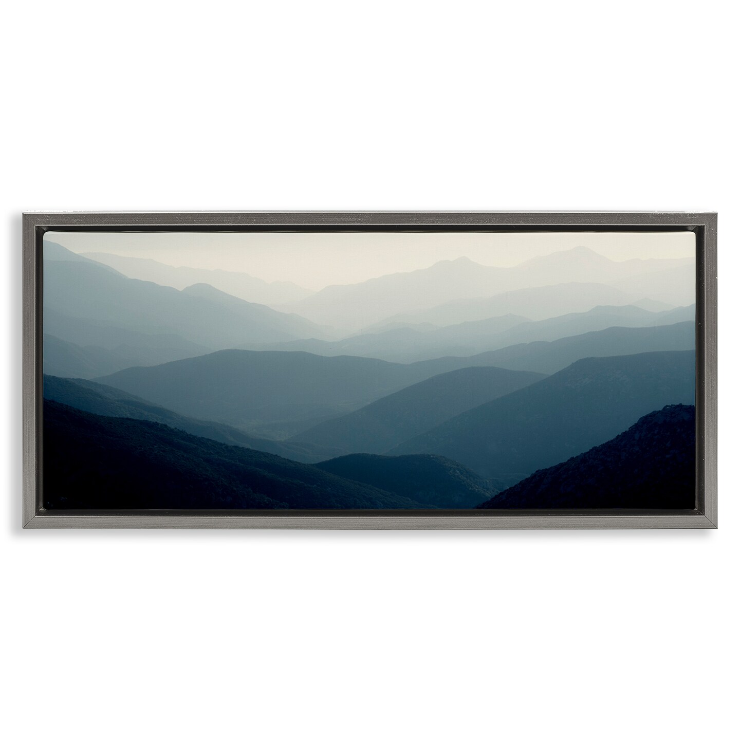 Stupell Industries Foggy Blue Mountains Floating Frame Design by Gemma Bardot