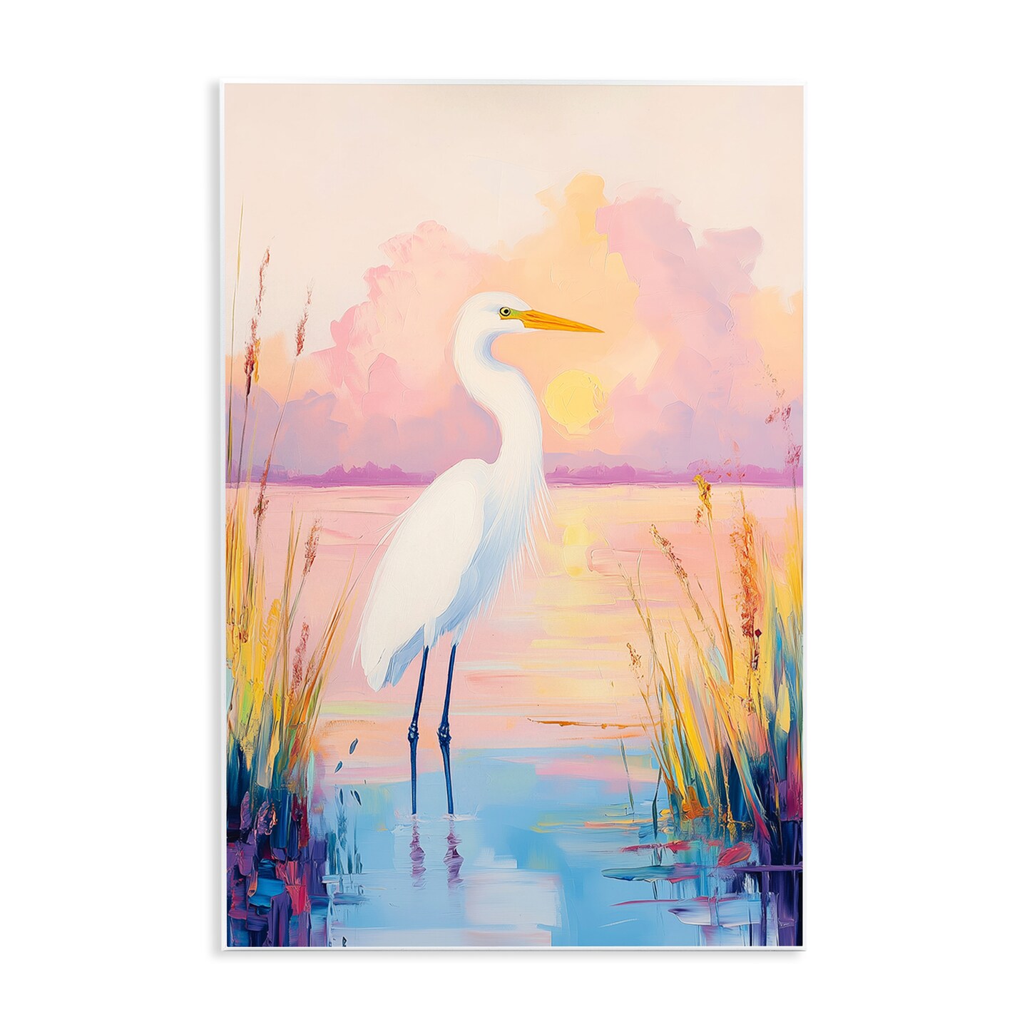 Stupell Industries Egret under Beaming Sunset Wall Plaque Design by Arlington Prints
