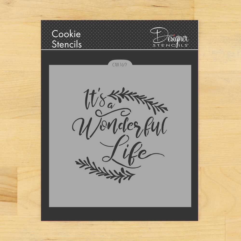 It&#x27;s a Wonderful Life Cookie &#x26; Craft Stencil | CM169 by Designer Stencils | Cookie Decorating Tools | Baking Stencils for Royal Icing, Airbrush, Dusting Powder | Craft Stencils for Canvas, Paper, Wood | Reusable Food Grade Stencil
