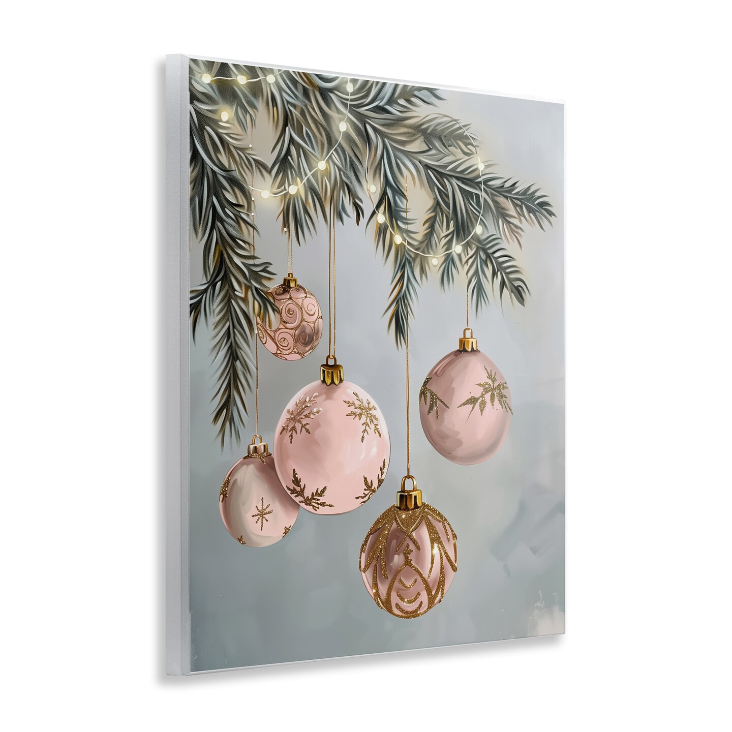 Stupell Industries Pink Hanging Christmas Ornaments Wall Plaque Design by Arlington Prints