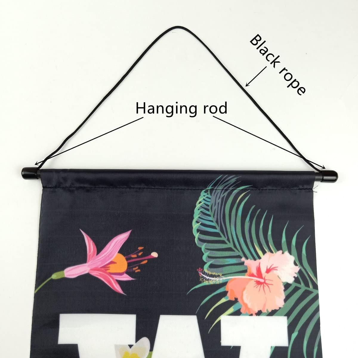 Welcome Summer Porch Sign, Floral Flamingo Welcome Summer Banners for Outside Door, Hawaii Party Decorations, Hanging Banner Flag, Door Hanging Banners Supplies