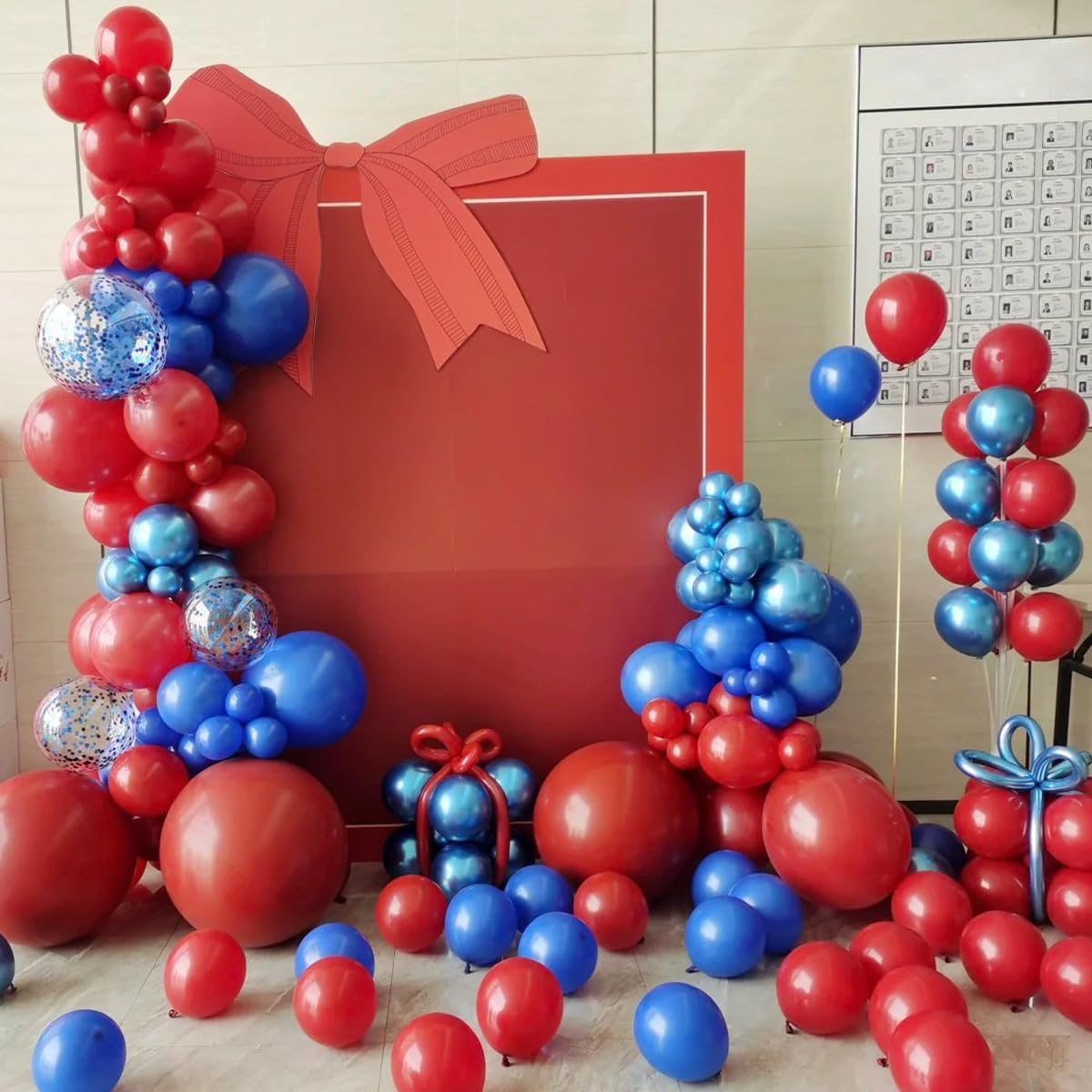 Blue Red White Balloons Arch Garland Kit, 147 Pcs Royal Blue Red White Confetti Blue Red Balloon for Graduation Birthday Party Decorations